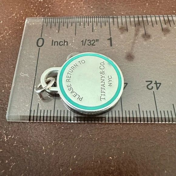 Return to Tiffany Round Tag Charm Blue Enamel